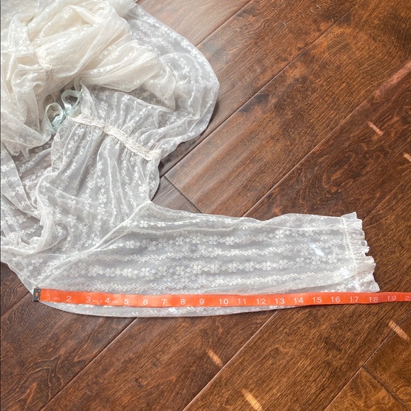 Nan Flower Vintage Sheer Nylon Robe Floral Lace  Lingerie White Sz S - Picture 5 of 7